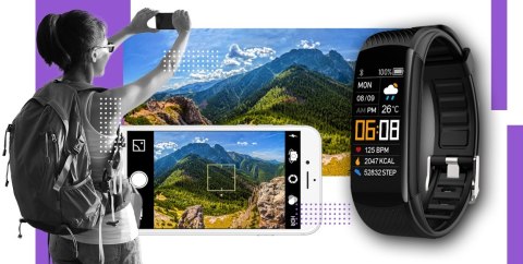 Smartwatch GIEWONT Czarno Fioletowy 2 Paski GW200-3 Giewont
