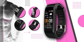 Smartwatch GIEWONT Czarno Różowy 2 Paski GW200-4 Giewont