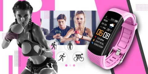 Smartwatch GIEWONT Czarno Różowy 2 Paski GW200-4 Giewont