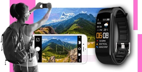 Smartwatch GIEWONT Czarno Różowy 2 Paski GW200-4 Giewont