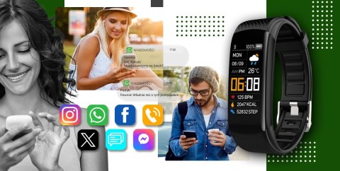 Smartwatch GIEWONT Czarno Zielony 2 Paski GW200-5 Giewont