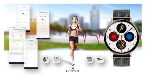 Smartwatch Damski GIEWONT Różowe Złoto Czarny GW330-4 Giewont