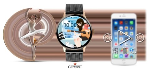 Smartwatch Damski GIEWONT Różowe Złoto Czarny GW330-4 Giewont