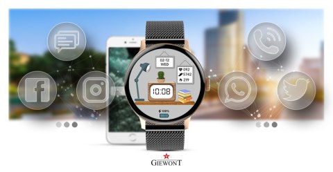 Smartwatch Damski GIEWONT Różowe Złoto Czarny GW330-4 Giewont