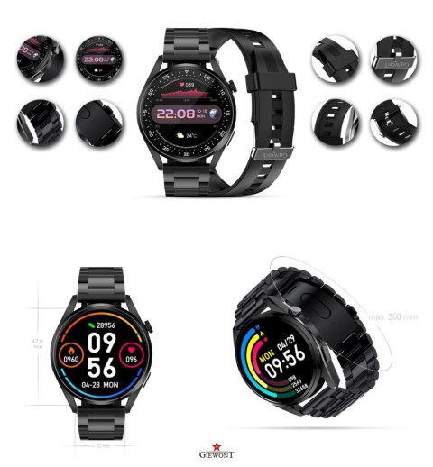 Smartwatch GIEWONT Vertex SmartCall GW450-1 Carbon/Carbon Silikon Giewont