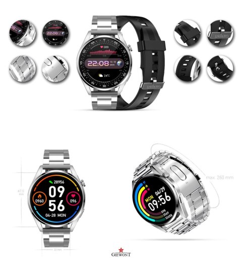 Smartwatch GIEWONT Vertex SmartCall GW450-4 Silver/Carbon Silikon Giewont