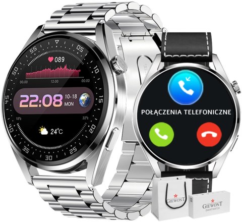 Smartwatch GIEWONT Vertex SmartCall GW450-5 Silver/Carbon Leather Giewont