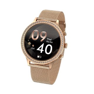 Smartwatch Damski VELTORI VT310-1 Złota Bransoleta + Różowy Pasek Silikonowy VELTORI