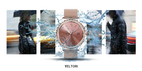 Smartwatch Damski VELTORI VT320-1 Złota Bransoleta + Różowy Pasek Silikonowy VELTORI