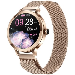 Smartwatch Damski VELTORI VT340-1 Złota Bransoleta + Różowy Pasek Silikonowy VELTORI
