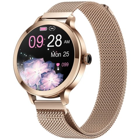 Smartwatch Damski VELTORI VT340-1 Złota Bransoleta + Różowy Pasek Silikonowy VELTORI