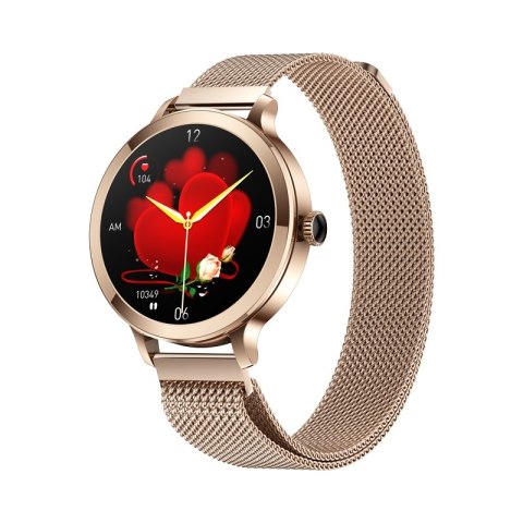 Smartwatch Damski VELTORI VT340-1 Złota Bransoleta + Różowy Pasek Silikonowy VELTORI