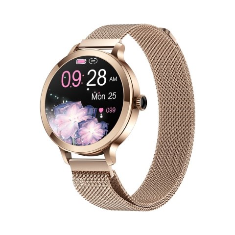 Smartwatch Damski VELTORI VT340-1 Złota Bransoleta + Różowy Pasek Silikonowy VELTORI