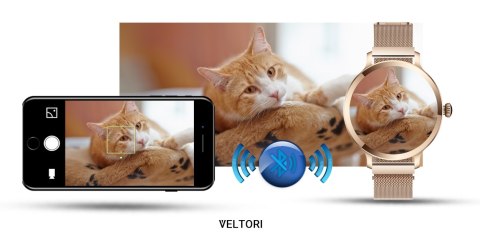 Smartwatch Damski VELTORI VT340-1 Złota Bransoleta + Różowy Pasek Silikonowy VELTORI