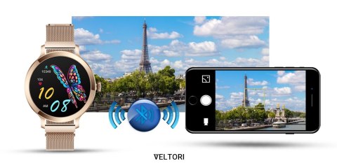 Smartwatch Damski VELTORI VT340-1 Złota Bransoleta + Różowy Pasek Silikonowy VELTORI