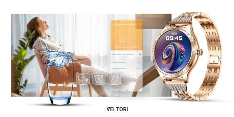 Smartwatch Damski VELTORI VT350-1 Bransoleta Różowe Złoto VELTORI