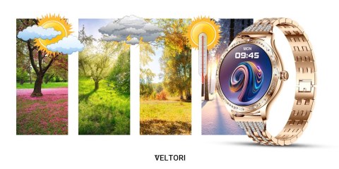 Smartwatch Damski VELTORI VT350-1 Bransoleta Różowe Złoto VELTORI
