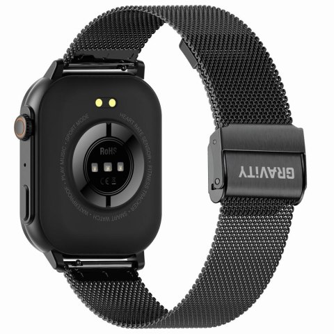 Smartwatch Gravity GT15-1 Czarny Pasek Silikonowy + Czarna Bransoleta Gravity