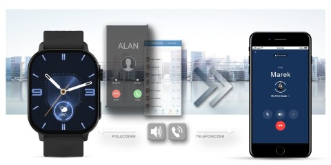 Smartwatch Gravity GT15-1 Czarny Pasek Silikonowy + Czarna Bransoleta Gravity