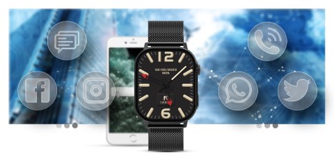 Smartwatch Gravity GT15-1 Czarny Pasek Silikonowy + Czarna Bransoleta Gravity