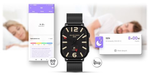 Smartwatch Gravity GT15-1 Czarny Pasek Silikonowy + Czarna Bransoleta Gravity