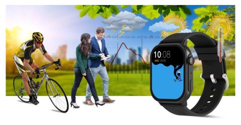 Smartwatch Gravity GT15-1 Czarny Pasek Silikonowy + Czarna Bransoleta Gravity
