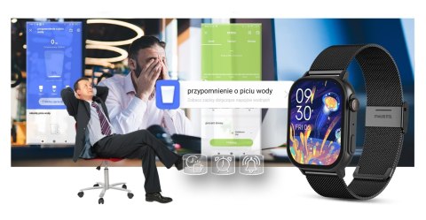 Smartwatch Gravity GT15-1 Czarny Pasek Silikonowy + Czarna Bransoleta Gravity