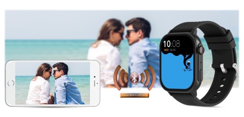 Smartwatch Gravity GT15-1 Czarny Pasek Silikonowy + Czarna Bransoleta Gravity