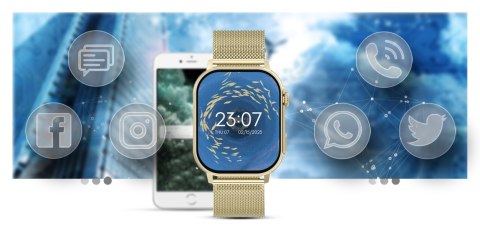 Smartwatch Gravity GT15-7 Różowy Pasek Silikonowy + Złota Bransoleta Gravity
