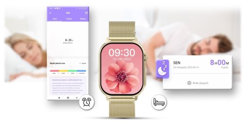 Smartwatch Gravity GT15-7 Różowy Pasek Silikonowy + Złota Bransoleta Gravity