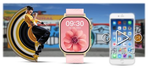 Smartwatch Gravity GT15-7 Różowy Pasek Silikonowy + Złota Bransoleta Gravity