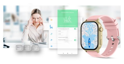 Smartwatch Gravity GT15-7 Różowy Pasek Silikonowy + Złota Bransoleta Gravity