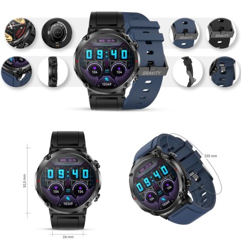Smartwatch Gravity GT21-5 + Granatowy Pasek Silikonowy Gravity