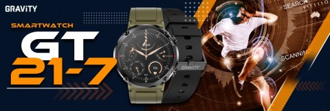 Smartwatch Gravity GT21-7 + Czarny Pasek Silikonowy Gravity