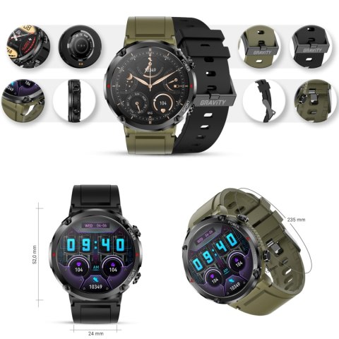 Smartwatch Gravity GT21-7 + Czarny Pasek Silikonowy Gravity