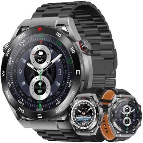 Smartwatch VELTORI VT100-1 + Czarny Pasek Silikonowy + Czarny Eko Skóra VELTORI