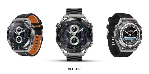 Smartwatch VELTORI VT100-1 + Czarny Pasek Silikonowy + Czarny Eko Skóra VELTORI