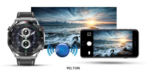 Smartwatch VELTORI VT100-1 + Czarny Pasek Silikonowy + Czarny Eko Skóra VELTORI