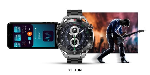 Smartwatch VELTORI VT100-1 + Czarny Pasek Silikonowy + Czarny Eko Skóra VELTORI