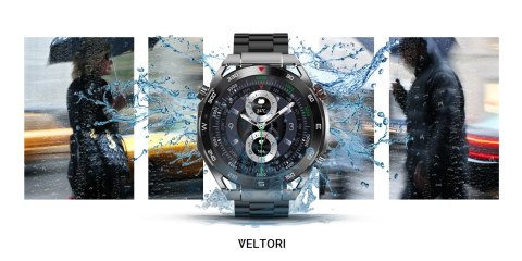 Smartwatch VELTORI VT100-1 + Czarny Pasek Silikonowy + Czarny Eko Skóra VELTORI