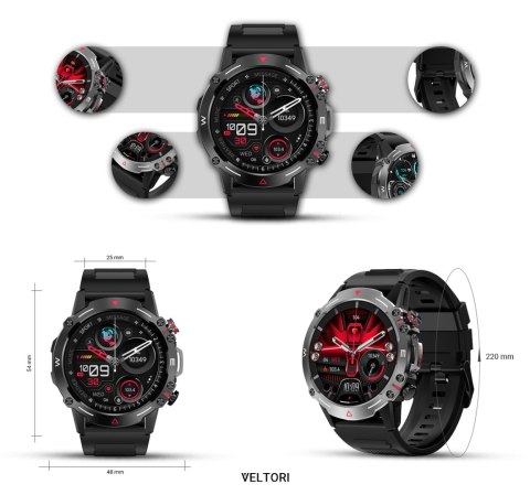 Smartwatch VELTORI VT110-1 Czarny Pasek Silikonowy VELTORI