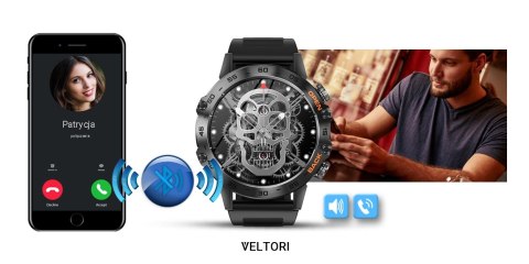 Smartwatch VELTORI VT120-1 Czarny Pasek Silikonowy VELTORI