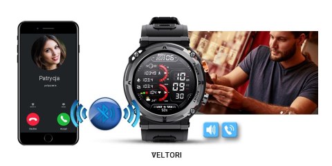 Smartwatch VELTORI VT130-1 Czarny Pasek Silikonowy VELTORI