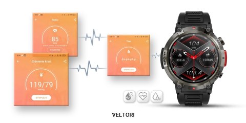 Smartwatch VELTORI VT140-1 Czarny Pasek Silikonowy VELTORI