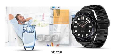 Smartwatch VELTORI VT150-1 Czarny Pasek Silikonowy + Czarna Bransoleta VELTORI