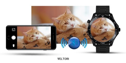 Smartwatch VELTORI VT150-1 Czarny Pasek Silikonowy + Czarna Bransoleta VELTORI