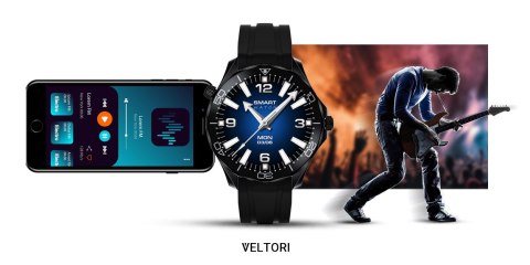 Smartwatch VELTORI VT150-1 Czarny Pasek Silikonowy + Czarna Bransoleta VELTORI