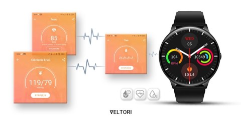 Smartwatch VELTORI VT160-1 Czarny Pasek Silikonowy VELTORI