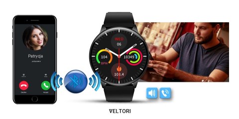 Smartwatch VELTORI VT160-1 Czarny Pasek Silikonowy VELTORI