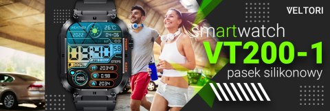 Smartwatch VELTORI VT200-1 Czarny Pasek Silikonowy VELTORI
